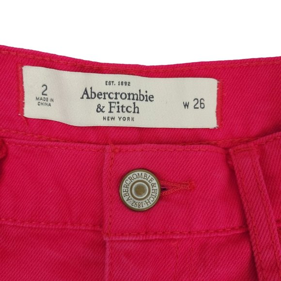 Abercrombie and Fitch Womens Denim Shorts Cutoffs Size 2 W 26 Pink Distressed - Picture 3 of 9